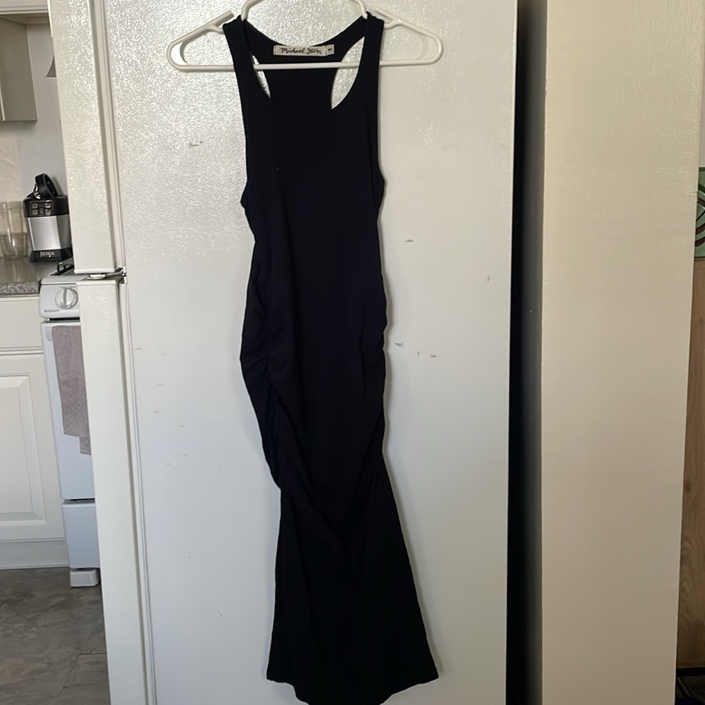 Michael Stars Black‎ MP Sleeveless Side Rouched Black Dress